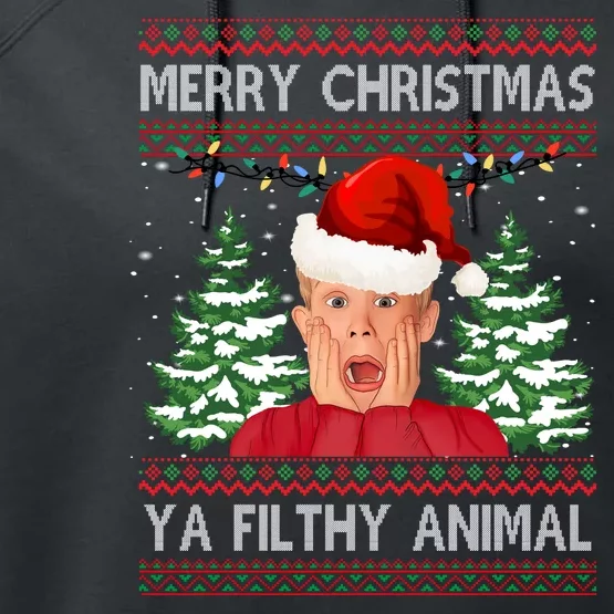 Merry Christmas Ya Filthy Animal Funny Ugly Christmas Performance Fleece Hoodie