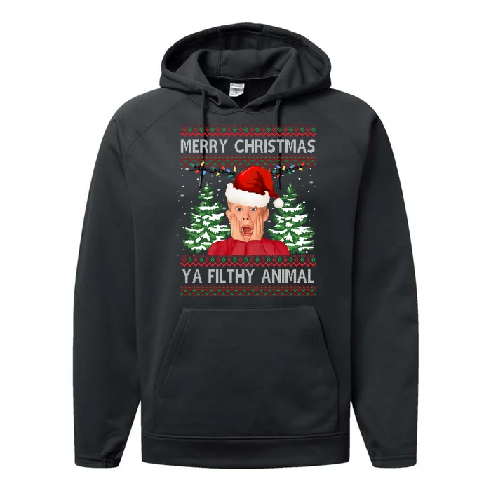 Merry Christmas Ya Filthy Animal Funny Ugly Christmas Performance Fleece Hoodie