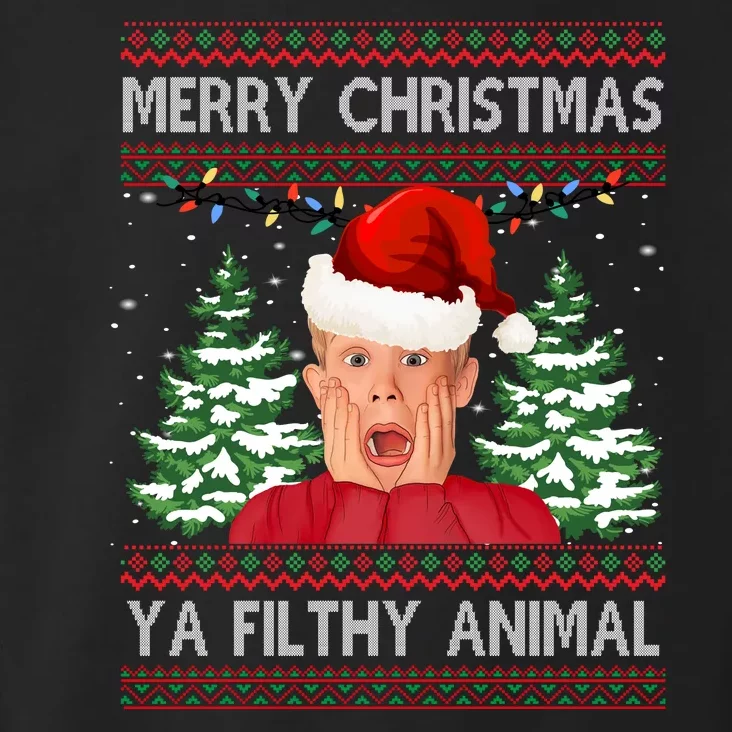 Merry Christmas Ya Filthy Animal Funny Ugly Christmas Toddler Hoodie