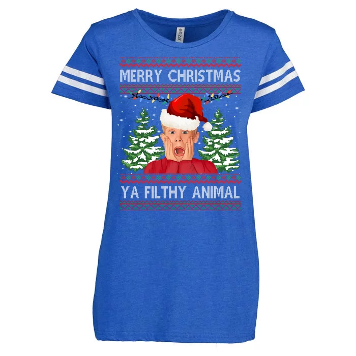 Merry Christmas Ya Filthy Animal Funny Ugly Christmas Enza Ladies Jersey Football T-Shirt