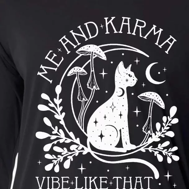 Mystical Cat Zodiac Embracing the Karma Vibe Cooling Performance Long Sleeve Crew