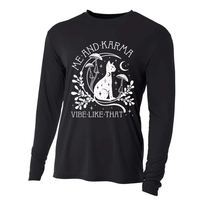 Mystical Cat Zodiac Embracing the Karma Vibe Cooling Performance Long Sleeve Crew