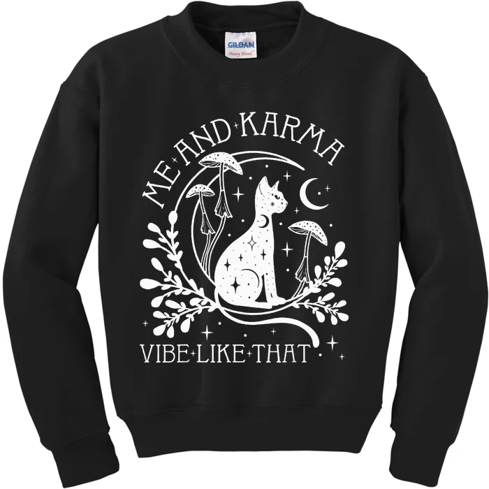 Mystical Cat Zodiac Embracing the Karma Vibe Kids Sweatshirt