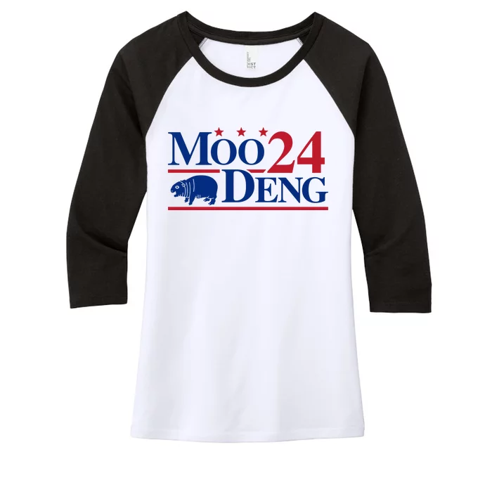 Moo Deng 2024 Women's Tri-Blend 3/4-Sleeve Raglan Shirt