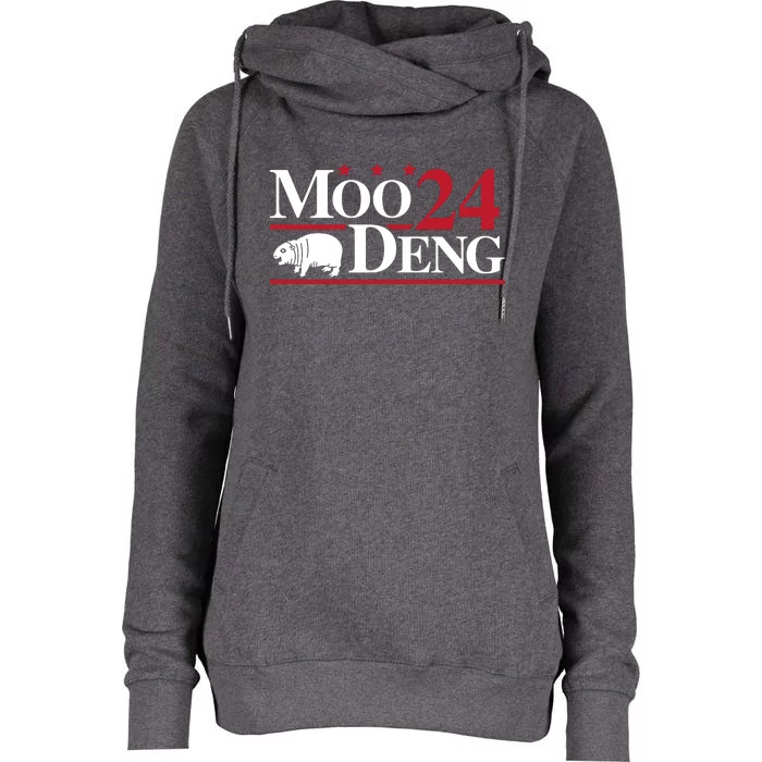 Moo Deng 2024 Womens Funnel Neck Pullover Hood