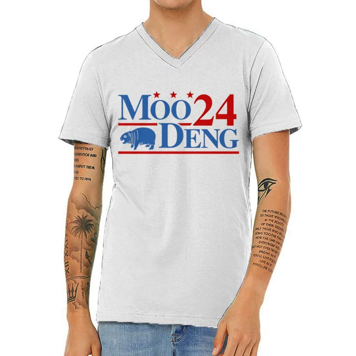 Moo Deng 2024 Moo Deng Moo Deng Cute Baby Hippo V-Neck T-Shirt