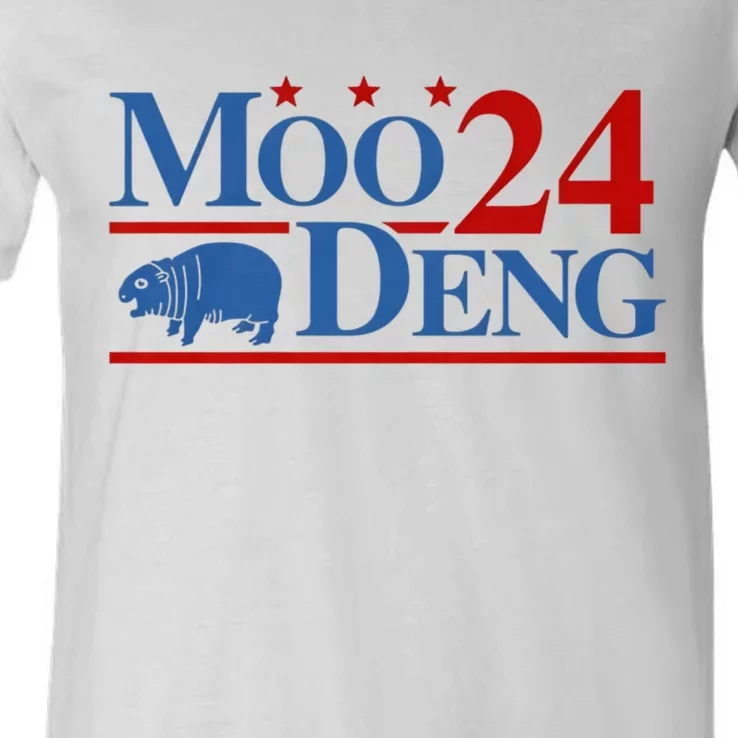 Moo Deng 2024 Moo Deng Moo Deng Cute Baby Hippo V-Neck T-Shirt