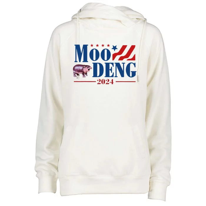 Moo Deng 2024 Moo Deng Moo Deng Cute Baby Hippo Gift Womens Funnel Neck Pullover Hood