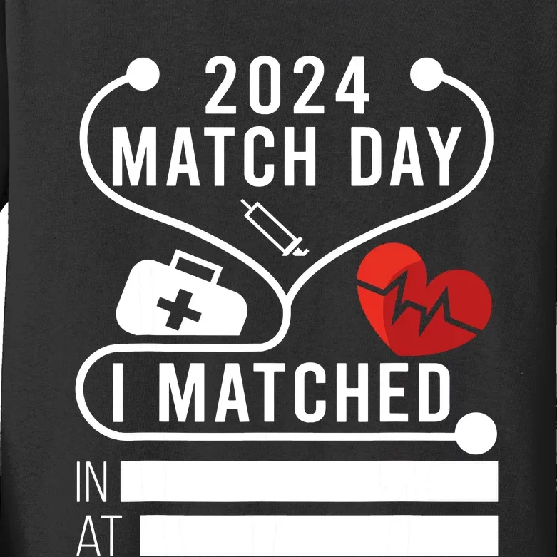 Match Day 2024 Medical School Residency Medicine Physicians Kids Long Sleeve Shirt