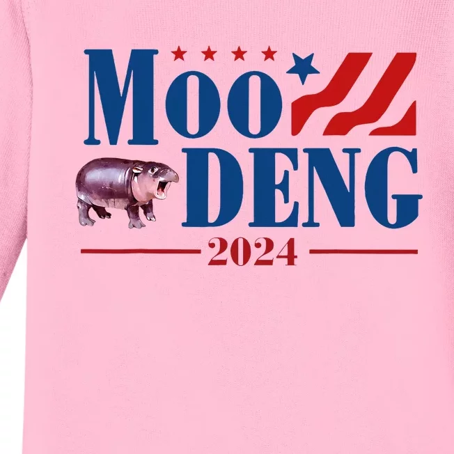 Moo Deng 2024 Moo Deng Moo Deng Cute Baby Hippo Baby Long Sleeve Bodysuit