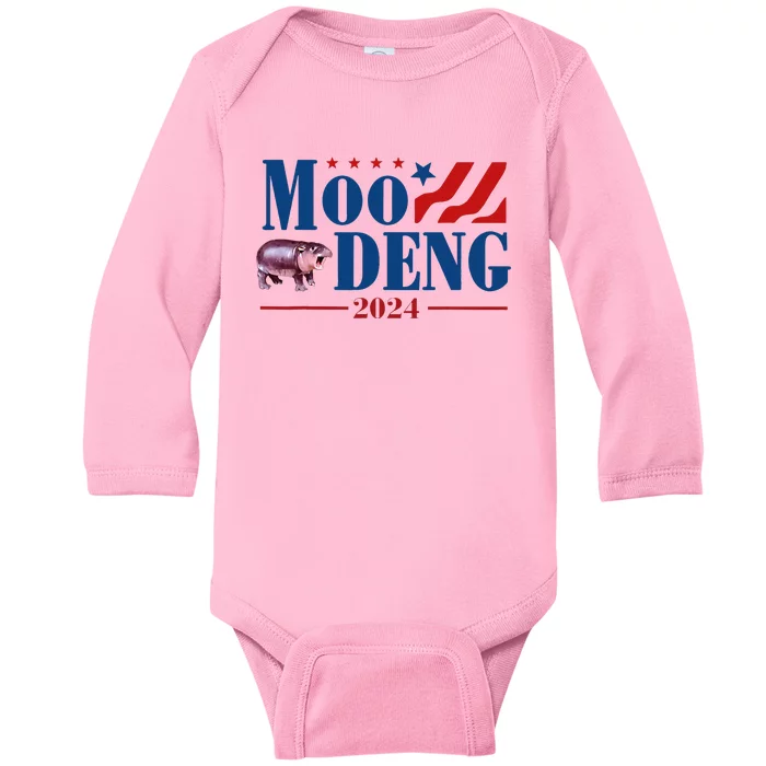 Moo Deng 2024 Moo Deng Moo Deng Cute Baby Hippo Baby Long Sleeve Bodysuit