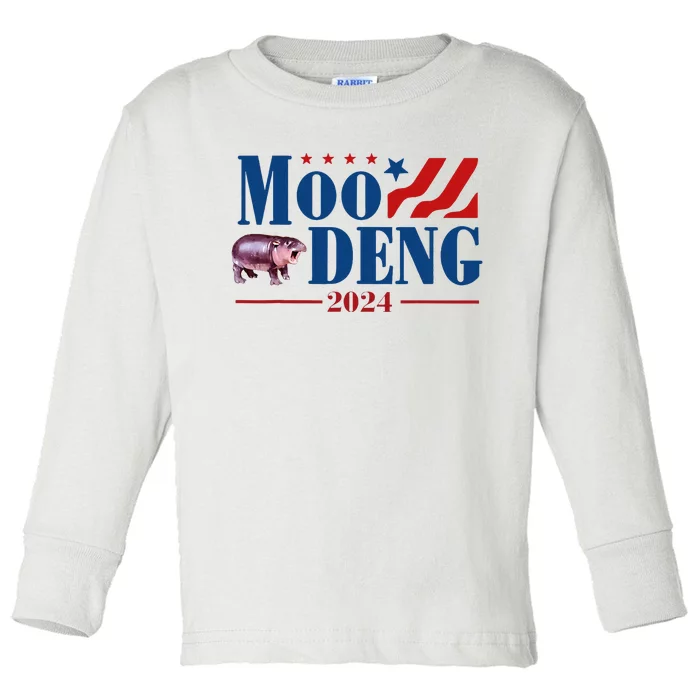 Moo Deng 2024 Moo Deng Moo Deng Cute Baby Hippo Toddler Long Sleeve Shirt