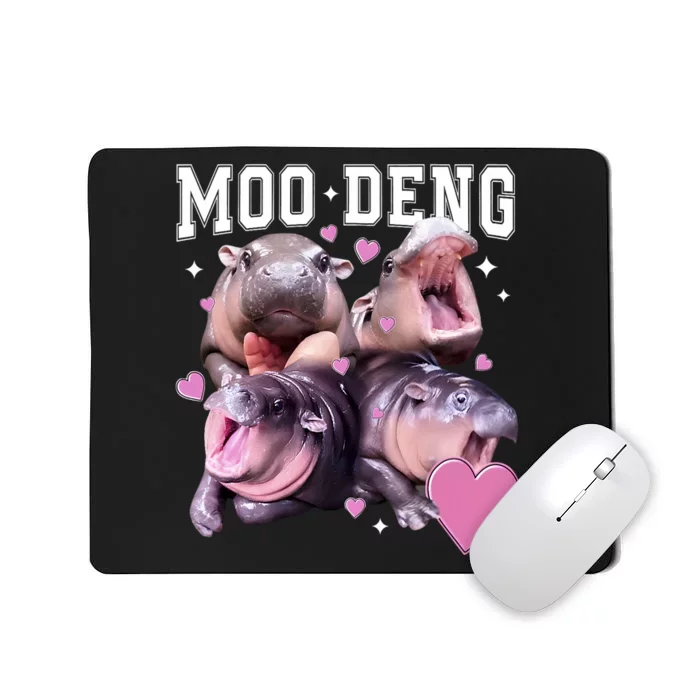 Moo Deng 2024 Cute Retro Heart Moo Deng 2024 Mousepad