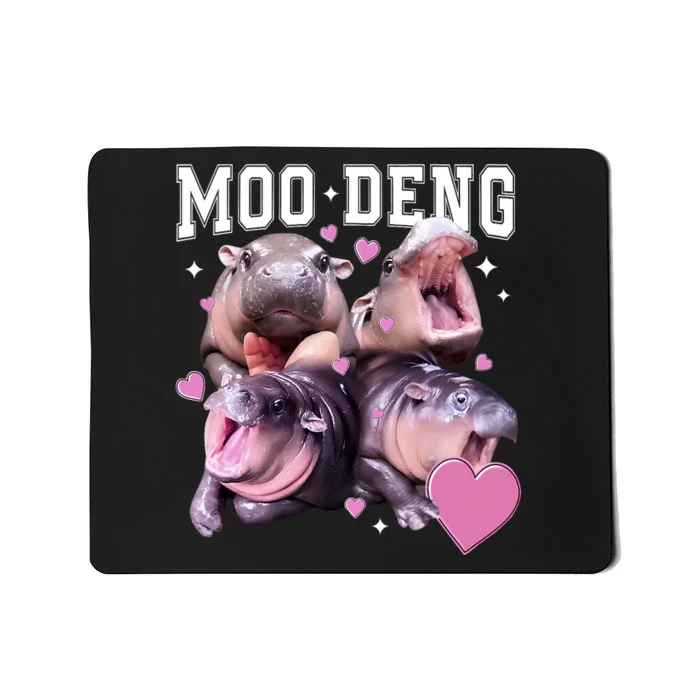 Moo Deng 2024 Cute Retro Heart Moo Deng 2024 Mousepad