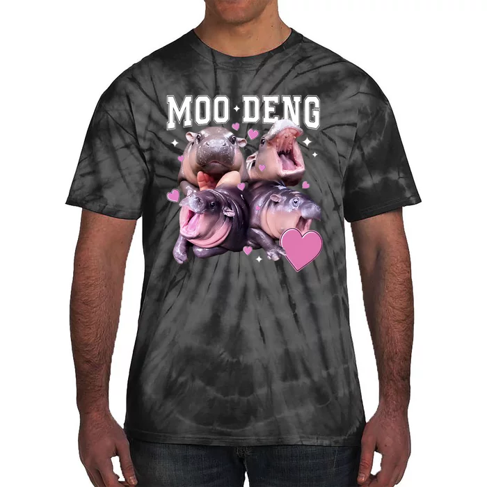 Moo Deng 2024 Cute Retro Heart Moo Deng 2024 Tie-Dye T-Shirt