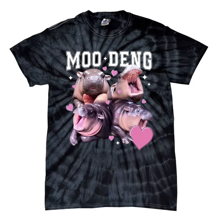 Moo Deng 2024 Cute Retro Heart Moo Deng 2024 Tie-Dye T-Shirt