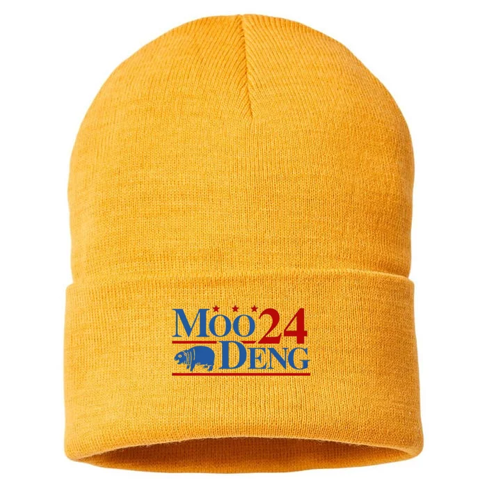 Moo Deng 2024 Moo Deng Moo Deng Cute Baby Hippo Sustainable Knit Beanie