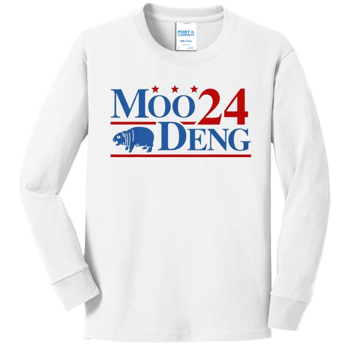 Moo Deng 2024 Moo Deng Moo Deng Cute Baby Hippo Kids Long Sleeve Shirt