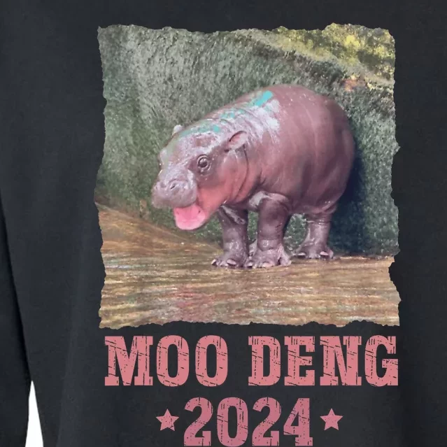 Moo Deng 2024 Moo Deng Moo Deng Cute Baby Hippo Cropped Pullover Crew