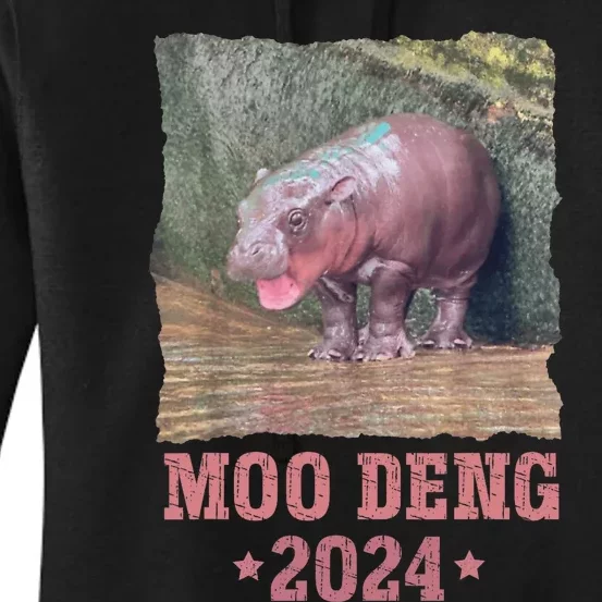 Moo Deng 2024 Moo Deng Moo Deng Cute Baby Hippo Women's Pullover Hoodie