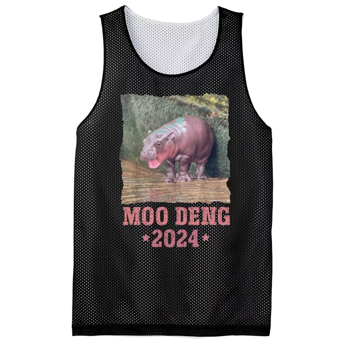 Moo Deng 2024 Moo Deng Moo Deng Cute Baby Hippo Mesh Reversible Basketball Jersey Tank