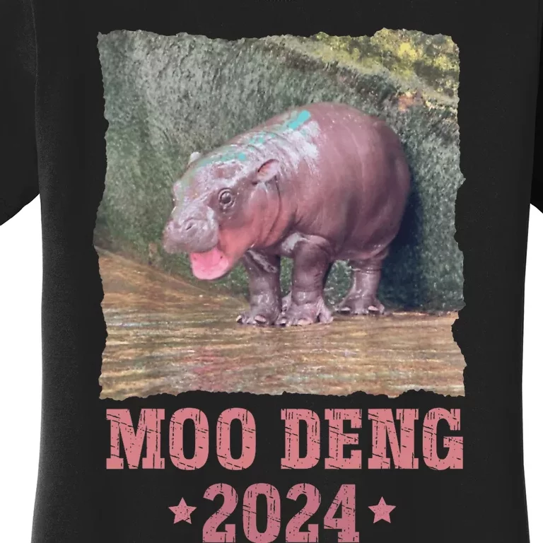 Moo Deng 2024 Moo Deng Moo Deng Cute Baby Hippo Women's T-Shirt