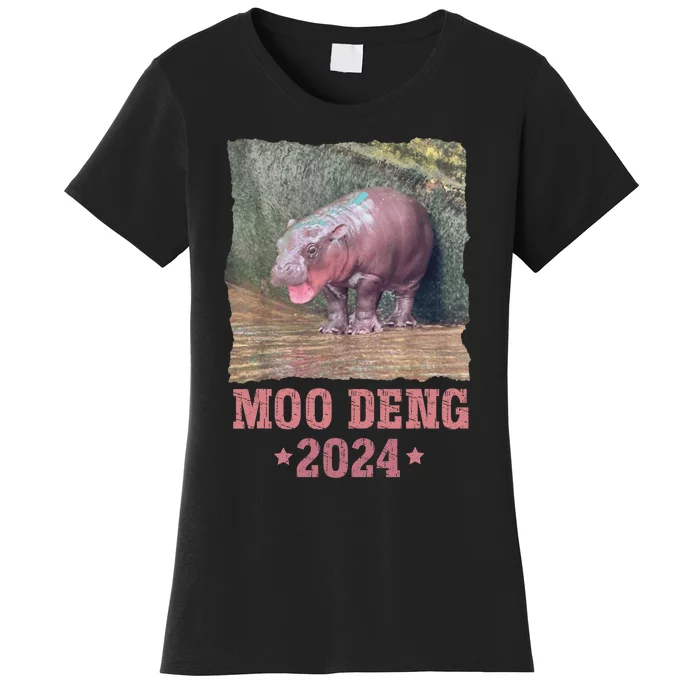 Moo Deng 2024 Moo Deng Moo Deng Cute Baby Hippo Women's T-Shirt