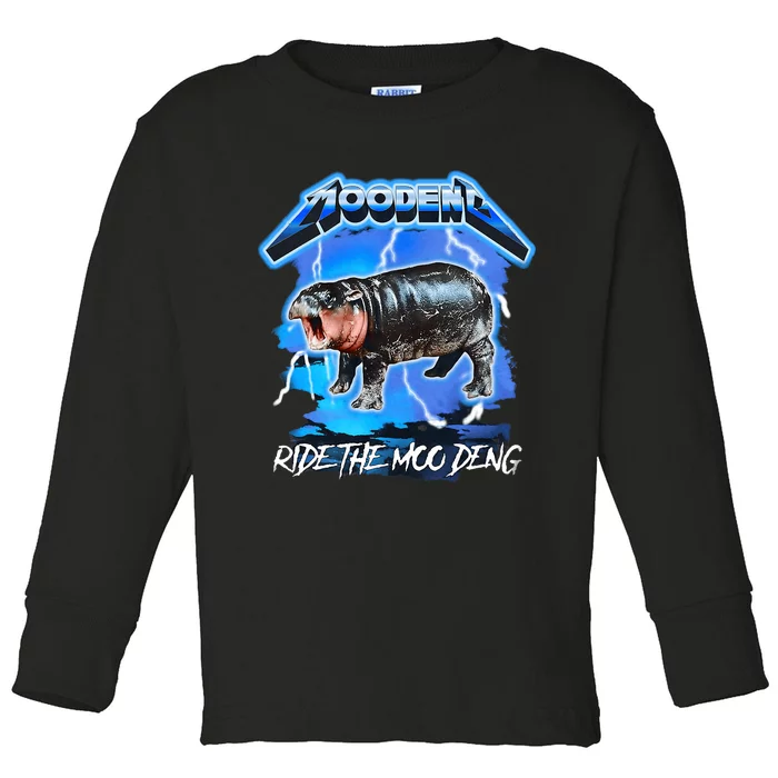 Moo Deng 2024 Moo Deng Moo Deng Cute Baby Hippo Toddler Long Sleeve Shirt