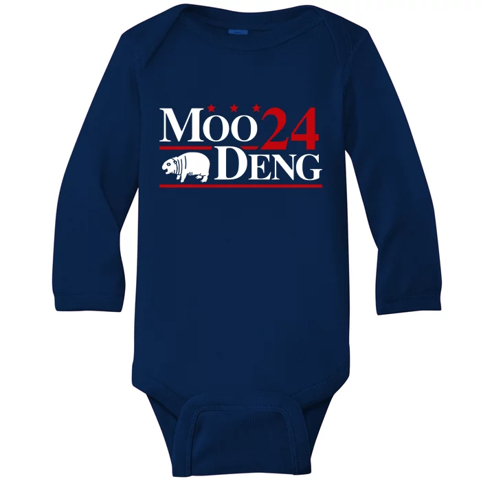 Moo Deng 2024 Cute Pygmy Hippopotamus Hippo Baby Long Sleeve Bodysuit