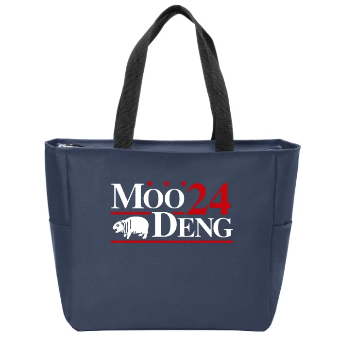 Moo Deng 2024 Cute Pygmy Hippopotamus Hippo Zip Tote Bag