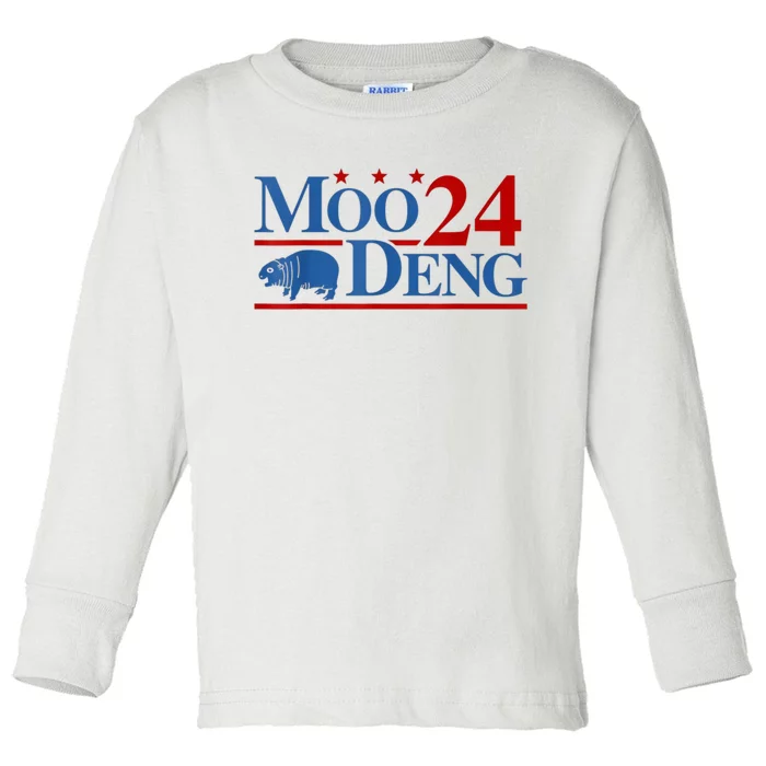 Moo Deng 2024 Moo Deng Moo Deng Cute Baby Hippo Toddler Long Sleeve Shirt