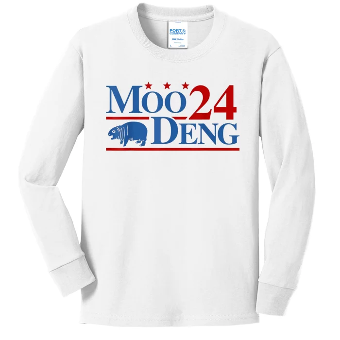 Moo Deng 2024 Moo Deng Moo Deng Cute Baby Hippo Kids Long Sleeve Shirt