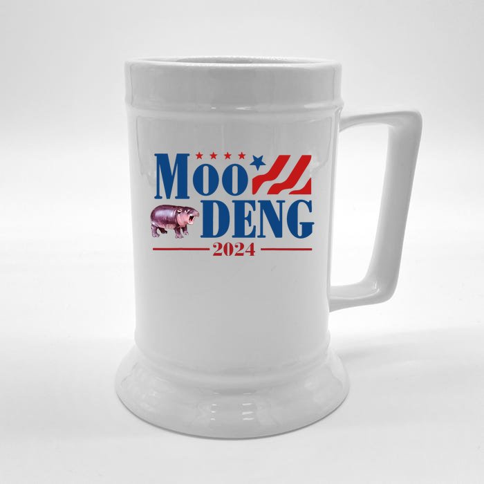 Moo Deng 2024 Moo Deng Moo Deng Cute Baby Hippo Front & Back Beer Stein