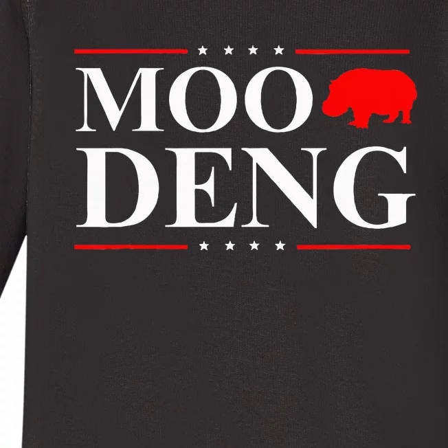 Moo Deng 2024 Election Vote Hippo Political Moo Deng Baby Long Sleeve Bodysuit