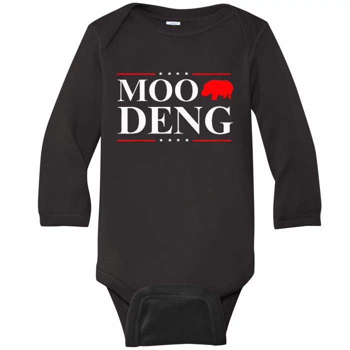 Moo Deng 2024 Election Vote Hippo Political Moo Deng Baby Long Sleeve Bodysuit