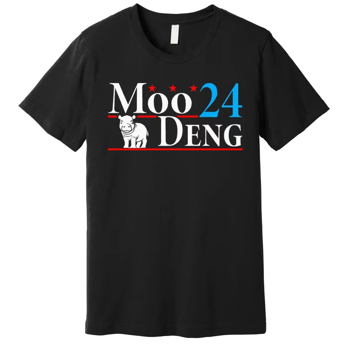 Moo Deng 24 Funny Baby Pygmy Hippo Cute Moo Deng 2024 Premium T-Shirt