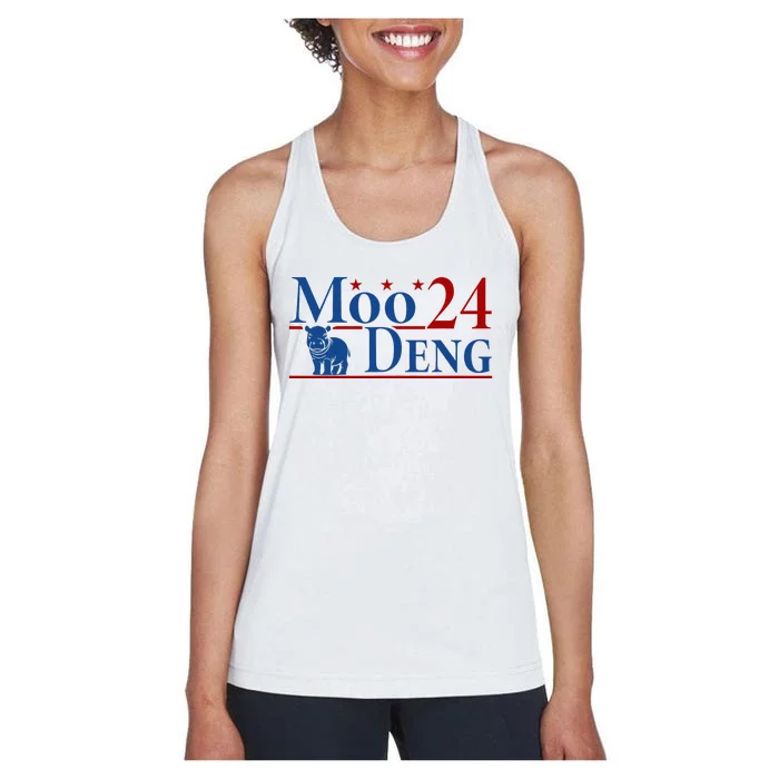 Moo Deng 24 Funny Baby Pygmy Hippo Cute Moo Deng 2024 Women's Racerback Tank