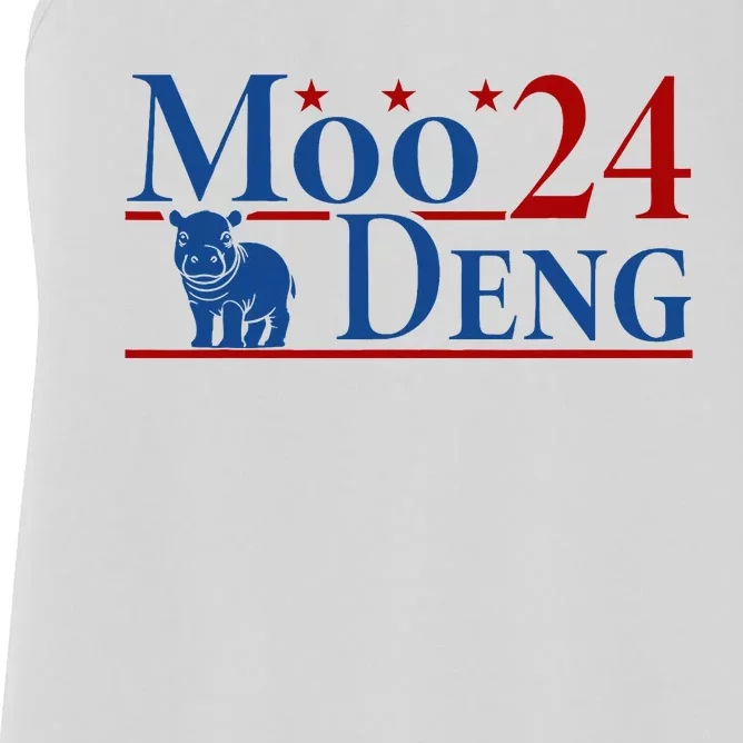 Moo Deng 24 Funny Baby Pygmy Hippo Cute Moo Deng 2024 Women's Racerback Tank