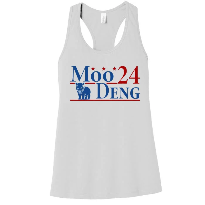 Moo Deng 24 Funny Baby Pygmy Hippo Cute Moo Deng 2024 Women's Racerback Tank