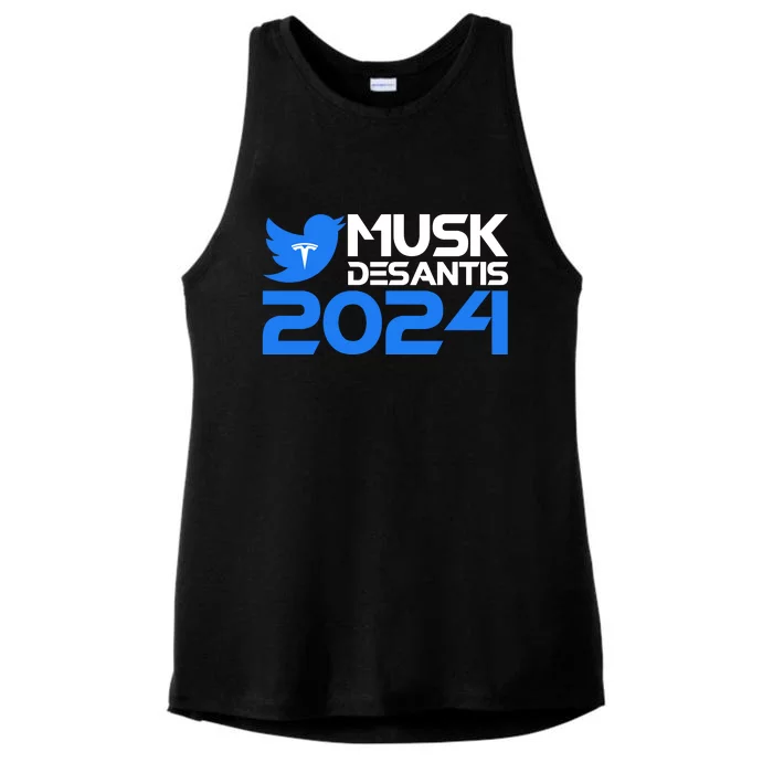 Musk Desantis 2024 Election Ladies Tri-Blend Wicking Tank