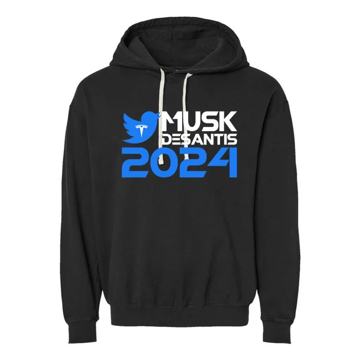 Musk Desantis 2024 Election Garment-Dyed Fleece Hoodie