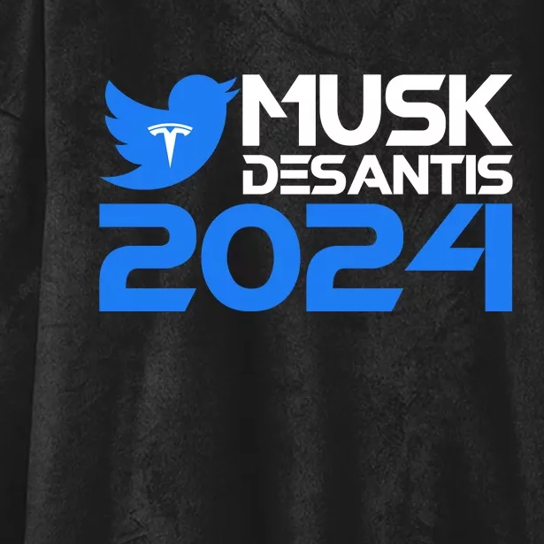 Musk Desantis 2024 Election Hooded Wearable Blanket