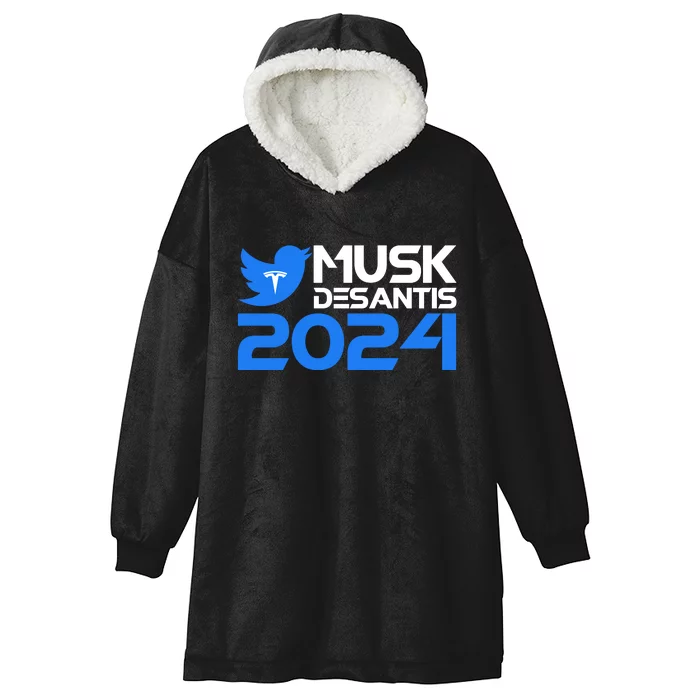 Musk Desantis 2024 Election Hooded Wearable Blanket