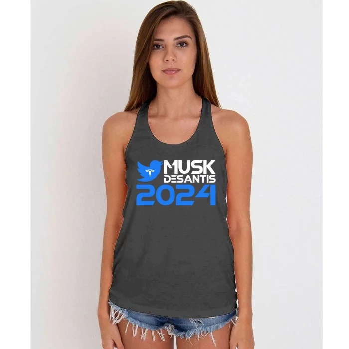 Musk Desantis 2024 Election Women's Knotted Racerback Tank