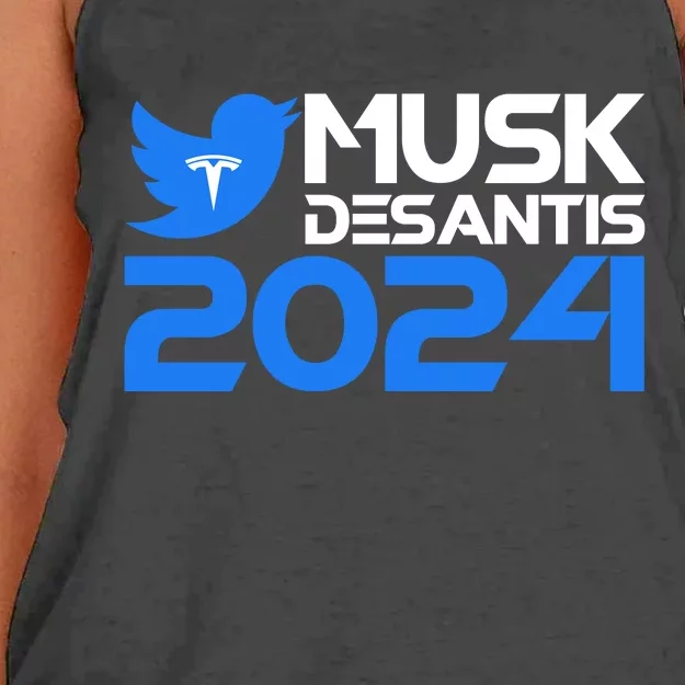 Musk Desantis 2024 Election Women's Knotted Racerback Tank