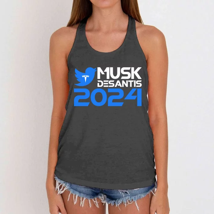 Musk Desantis 2024 Election Women's Knotted Racerback Tank