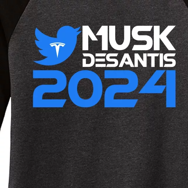 Musk Desantis 2024 Election Women's Tri-Blend 3/4-Sleeve Raglan Shirt