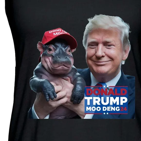 Moo Deng 24 Trump And The HippoS Campaign Journey Ladies Essential Flowy Tank