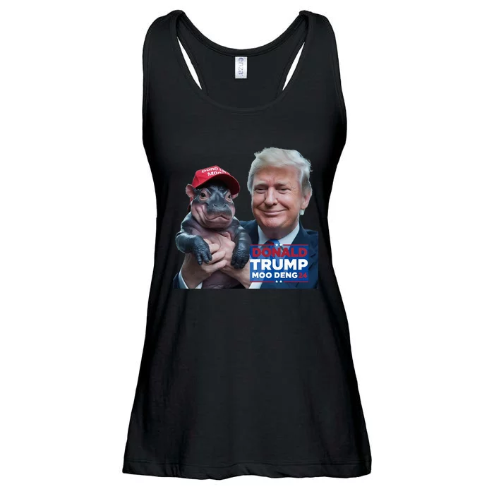 Moo Deng 24 Trump And The HippoS Campaign Journey Ladies Essential Flowy Tank