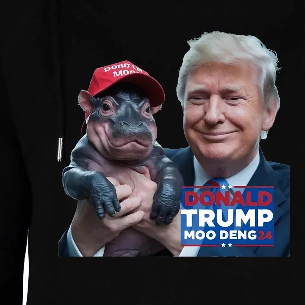 Moo Deng 24 Trump And The HippoS Campaign Journey Womens Funnel Neck Pullover Hood